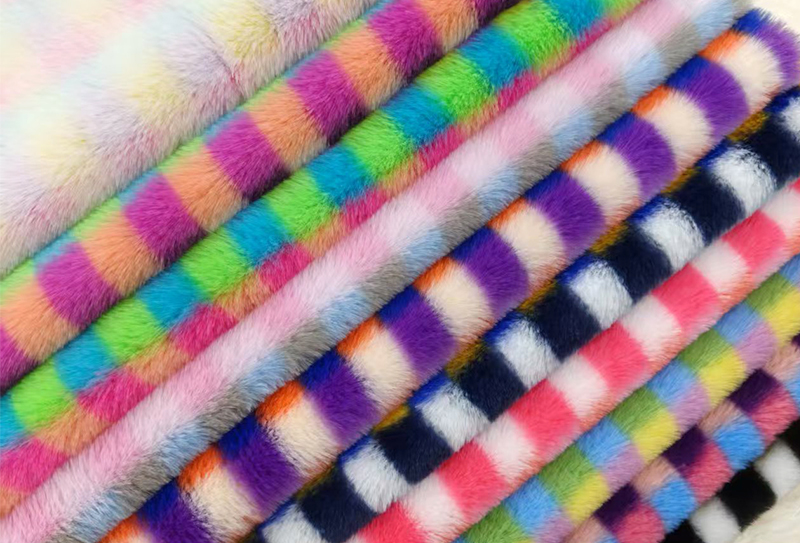 500mg 160cm Colorful plaid rabbit fur print plush fabric