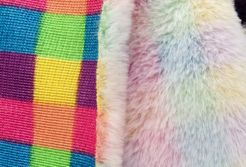 500mg 160cm Colorful plaid rabbit fur print plush fabric