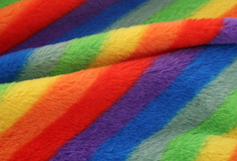 500mg 160cm Colorful striped rabbit fur print plush fabric