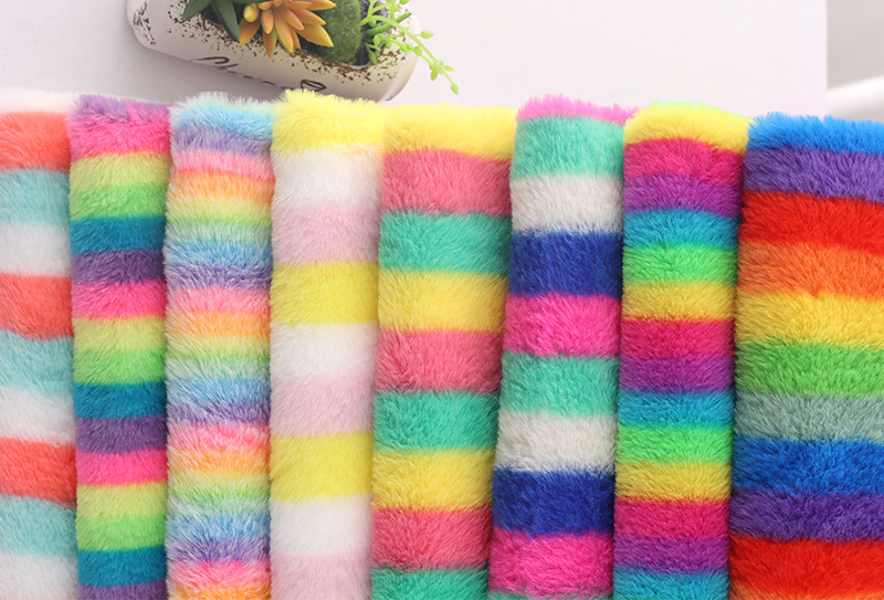 500mg 160cm Colorful striped rabbit fur print plush fabric