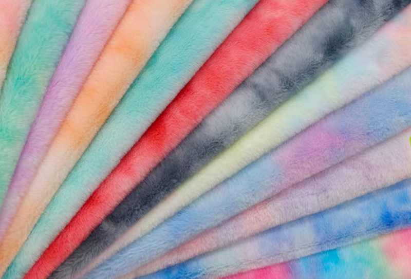 450mg 165cm Tie-dye printed rabbit fur fabric suitable for pillows/plush toys