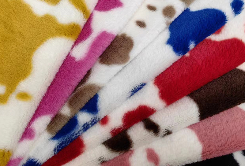 500mg*160cm Cow rabbit fur printed plush fabric