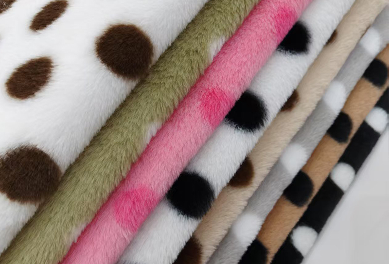 500mg 160cm Rabbit fur printed polka dot fabric