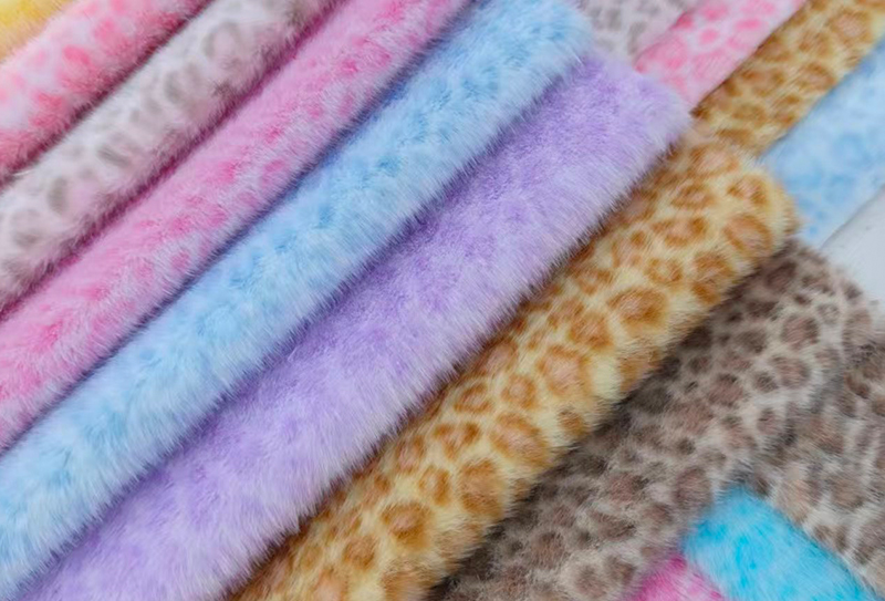 160mm width European mink print leopard print faux mink fabric