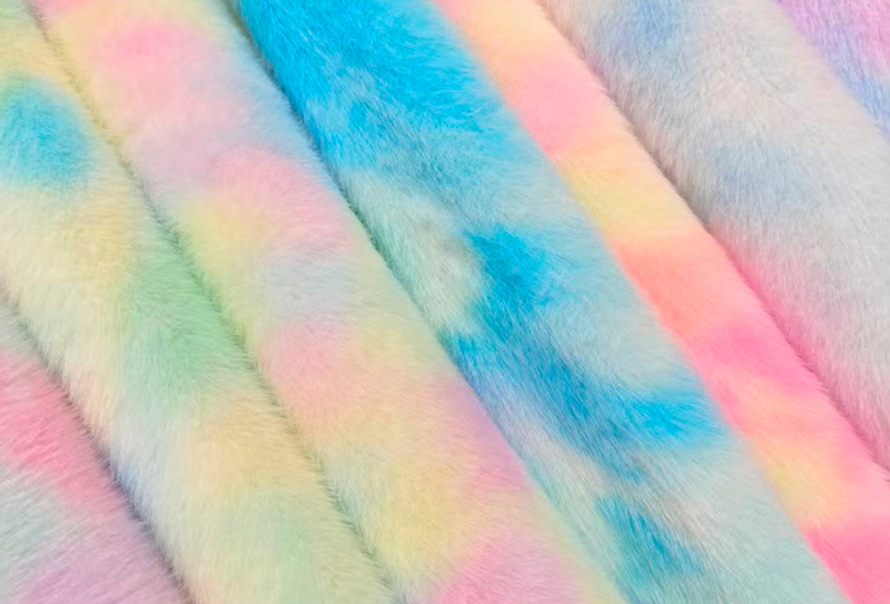 500GSM European mink print rainbow-colored faux mink fabric